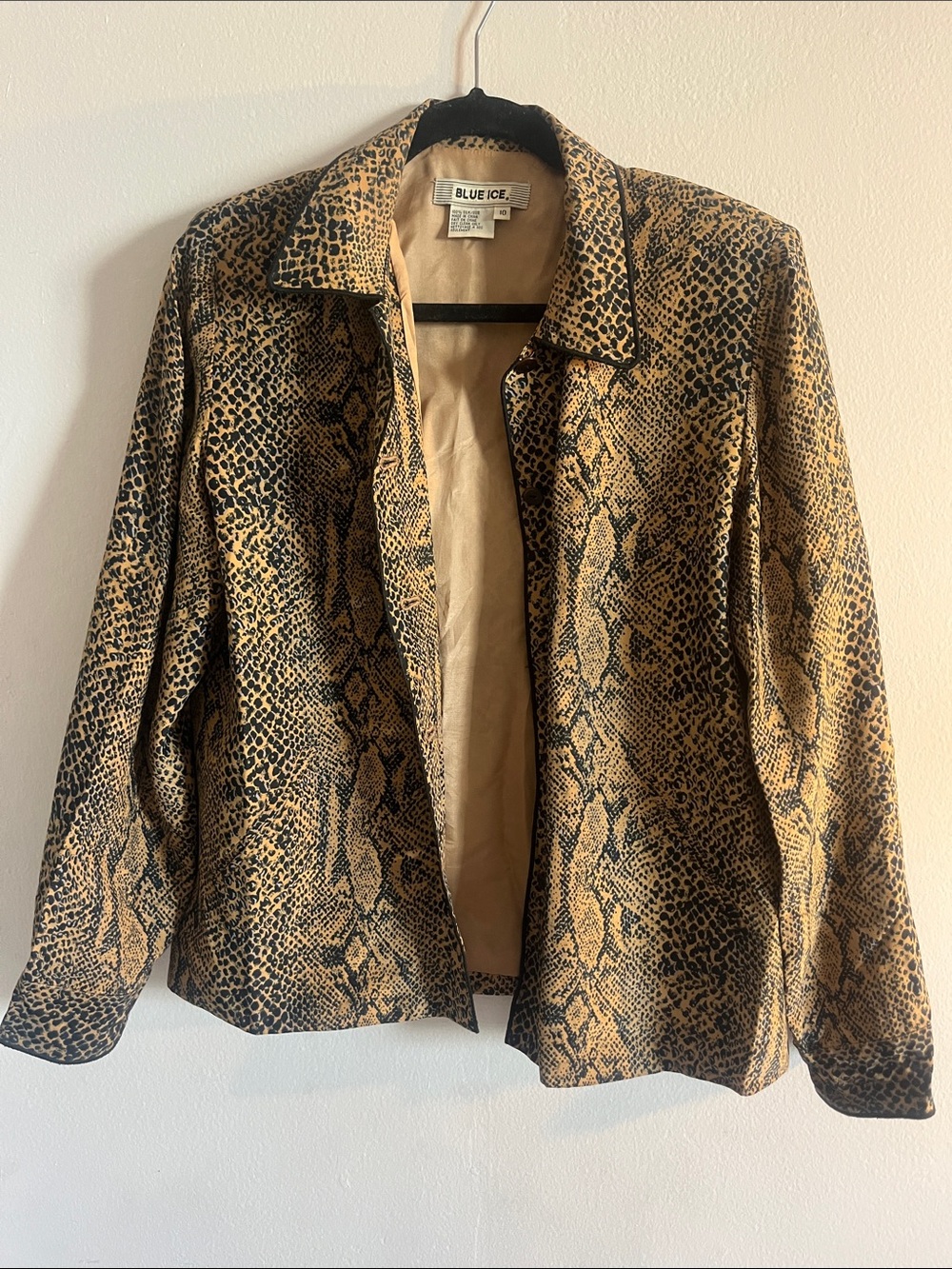 Blue Ice Silk Snakeskin Jacket in Tan and Black